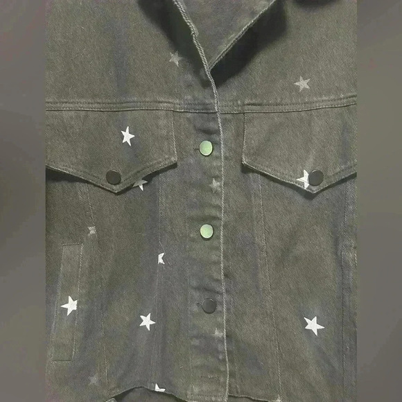 Woman’s Size 2X Plus Size Black Denim Jean Jacket Cute Tie Front Detail Fall - Picture 4 of 6